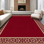 Rich Crimson Bordered Abstract Rug