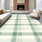 Soft Sage Green Plaid Check Rug
