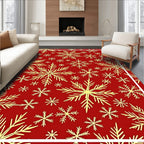 Festive Red Snowflake Garland Rug