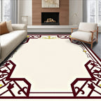 Ornate Yellow Flower Maroon Border Rug