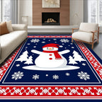 Festive Snowman Winter Scene Rug