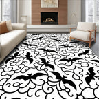 Whimsical Black Bat Swirls Rug