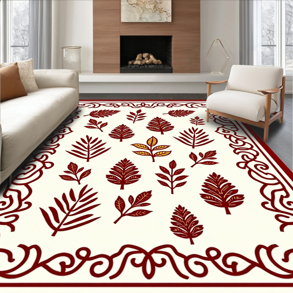 Crimson Foliage Medallion Border Rug