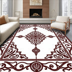 Deep Red Ornamental Filigree Scroll Rug