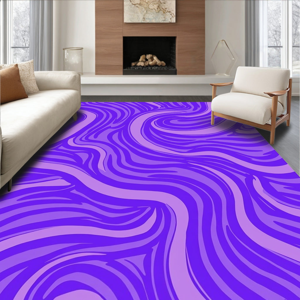Vibrant Purple Swirls Abstract Rug