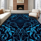 Electric Blue Floral Symmetry Rug