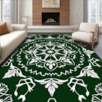 Deep Emerald White Mandala Medallion Rug