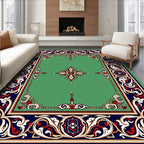 Ornate Crimson White Blue Medallion Rug