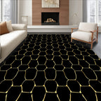 Modern Gold Hexagon Grid Rug