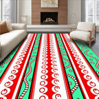Striped Aqua Red Geometric Garland Rug