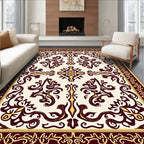 Regal Burgundy Gold Scrollwork Medallion Rug