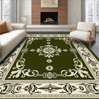 Deep Green Floral Vine Medallion Rug