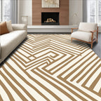 Golden Taupe Geometric Maze Rug