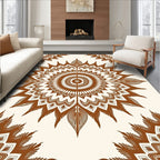 Brown Sunburst Medallion Mandala Rug