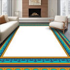 Turquoise Gold Blue Oceanic Border Rug