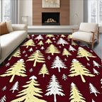 Golden Winter Woodland Tree Scene Rug