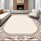 Ornate Dark Brown Floral Border Rug