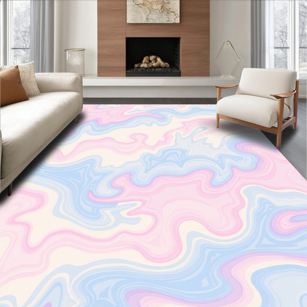 Pastel Swirl Marble Texture Rug
