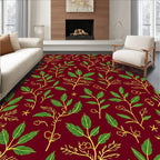 Crimson Leafy Branch Garden Rug