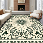 Art Nouveau Sunburst Floral Cream Rug