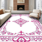 Ornate Magenta Floral Medallion Border Rug