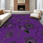 Purple Floral Vine Outline Rug
