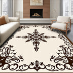 Dark Brown Classic Scrollwork Square Rug