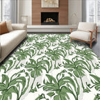 Green Tropical Leaf Medallion Repeating Rug