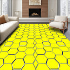 Bright Yellow Honeycomb Geometric Rug