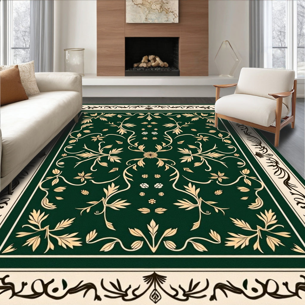 Emerald Swirl Floral Medallion Rug