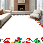 Whimsical Christmas Characters Train Border Rug