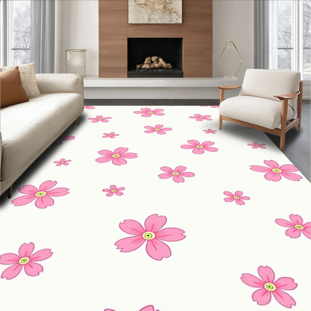 Pink Petal Scatter Ground Rug