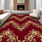Golden Damask Floral Swirl Rug
