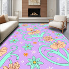 Lavish Lavender Floral Swirl Rug