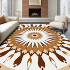Brown Earth Tone Radial Sunburst Rug
