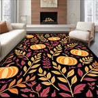 Autumn Pumpkin Leaf Garland Rug
