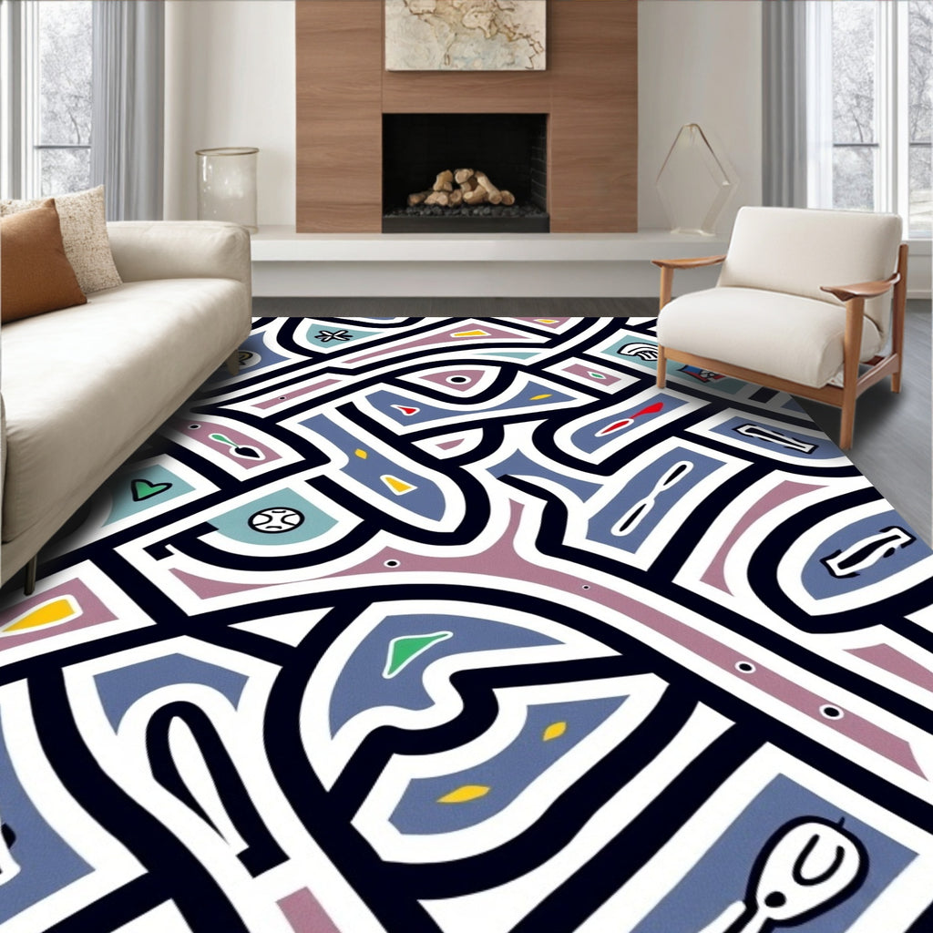 Abstract Geometric Color Block Rug