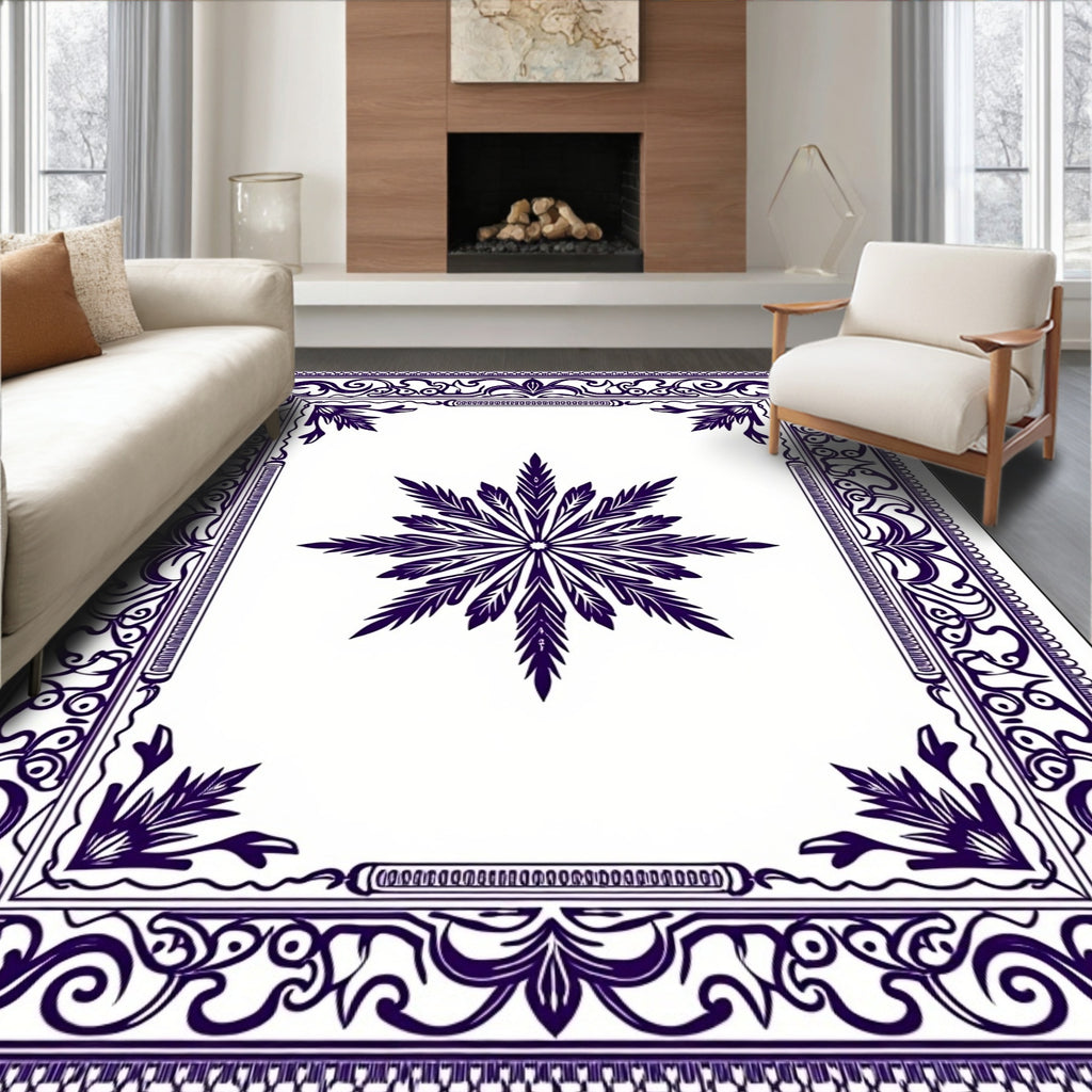 Deep Indigo Starburst Border Rug