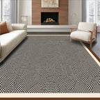 Modern Black White Maze Inlay Rug
