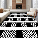 Graphic Black and White Optical Stripe Rug