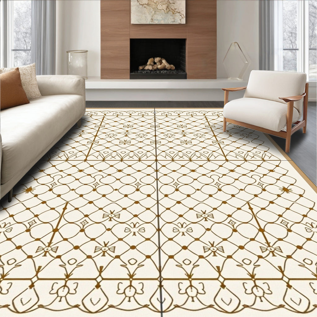 Brown Lattice Floral Detail Rug