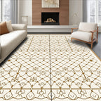 Brown Lattice Floral Detail Rug