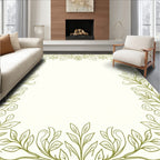 Olive Green Flourishing Vine Border Rug