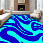 Deep Blue Aqua Swirl Rug
