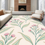 Delicate Pink Flower Botanical Arrangement Rug