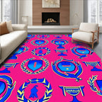 Blue Trophies And Laurel Wreaths Composition Rug