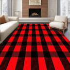 Bold Red Black Gingham Check Rug