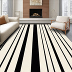 Modern Black Cream Vertical Stripes Rug