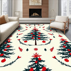 Festive Red Decorated Christmas Trees Rug