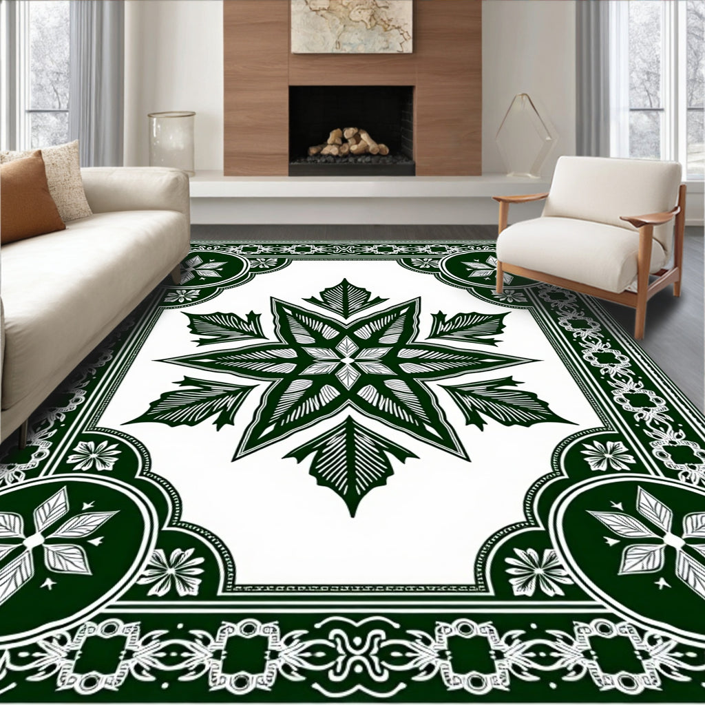 Emerald Green Starburst Mandala Rug